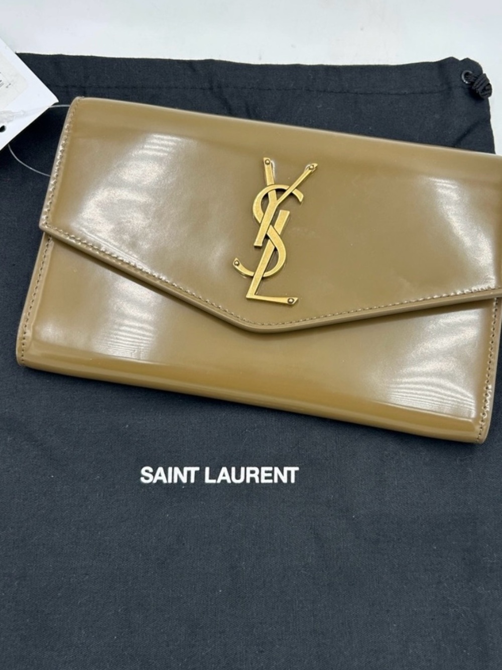 Saint Laurent Ysl Tan Leather Clutch/chain wallet made in Italy